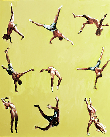 Painting of Rotating and Falling Figures  